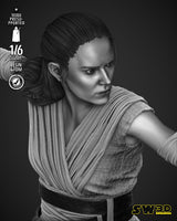 M250 - 3D Movie model design file, Rey from Star Wars, 3D stl file dropbox instant download link