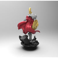 E127 - Warrior character design, A Women with golden armor and red cape statue, STL 3D model design print download files