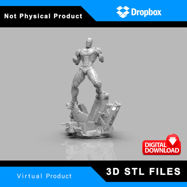 A421 - Comic character design, The iron Guy with shield, STL 3D model design print download file