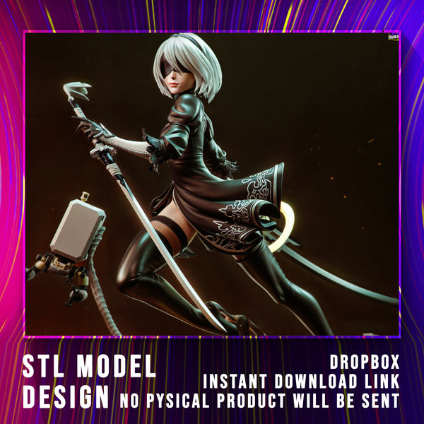 M232 - 3D model games character download files, Games character design , 2B from Nier Automata, 3d file instant download