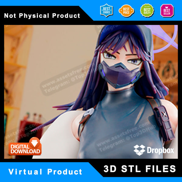 R170 - Nxfw Games character deisng, Female character Jomae Saori from Blue Archive, 3d stl file instant download