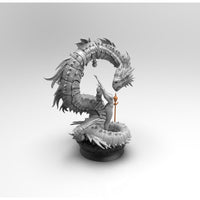 E101 - Legendary dragon statue design, The green dragon with NSFW girl, STL 3D model design print download files