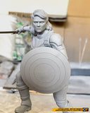 E787 - Comic character design, The Female cap statue, STL 3D model design print download files
