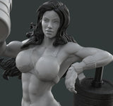 H061 - Comic character design, The Female superheroes She Hulk Statue, STl 3D model design printable download files