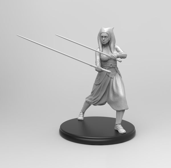 E617 - NSFW Movie character design, THe Double pony taile with sword female statue, STL 3D model design print download