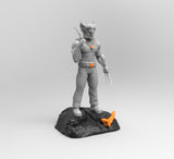 E693 - Comic character design, The Wolve statue, STL 3D model design print download files