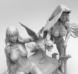E784 - Comic Character design, The two hot chick heroes, STL 3D model design print download files