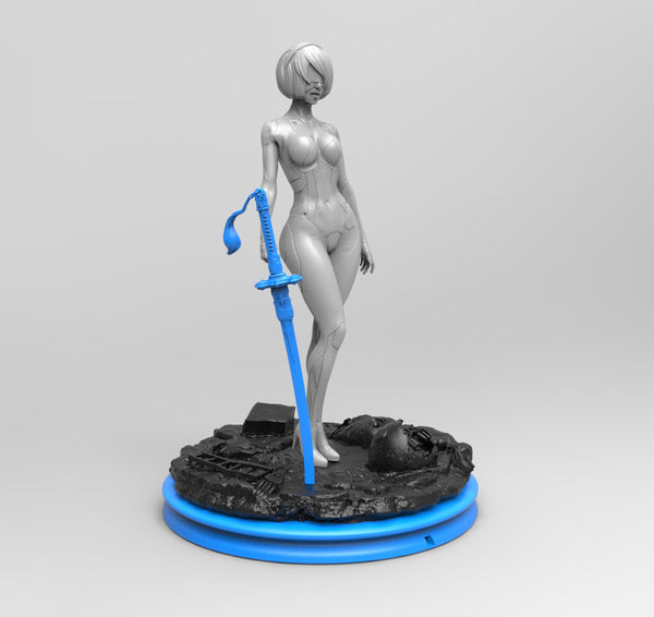 E803 - Games character design, The Sexy body 2b girl statue, STL 3D model design print download files