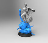 H006 - Comic Character design, The Powergirl character design with mecha enemy, STL 3D model design print download files