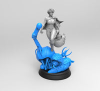 H006 - Comic Character design, The Powergirl character design with mecha enemy, STL 3D model design print download files