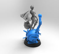 H006 - Comic Character design, The Powergirl character design with mecha enemy, STL 3D model design print download files