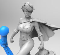 H006 - Comic Character design, The Powergirl character design with mecha enemy, STL 3D model design print download files