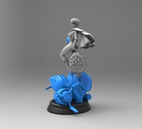 H006 - Comic Character design, The Powergirl character design with mecha enemy, STL 3D model design print download files