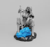 H019 - Comic Character design, The Sext Female Red Sonja Kill A dragon, STL 3D model design print download files