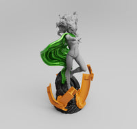 H018 - Comic Character Female Hero, The Green Polaris Art Statue, STl 3D model design print download files