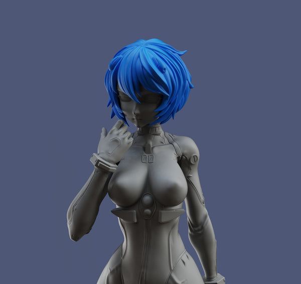 H024 - Anime Character Design, The Blue Hair Girl Ayami Rei Statue Design, STL 3D model design Printable Download files