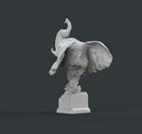 H056 - Animal Statue Bust character design, The Elephant bust statue, STL 3D model design print download files