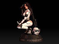 E541 - Movie character fanarts statue design, The Star Wars Scout Trooper Girl statue, STL 3D model design print DL File