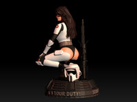 E541 - Movie character fanarts statue design, The Star Wars Scout Trooper Girl statue, STL 3D model design print DL File