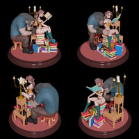 E409 - Cartoon character design , The Bella and the beast statue, STL 3D model design print download files