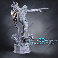 B126 - Comic Character design, The Winter soldier statue, STL 3D model design print download files
