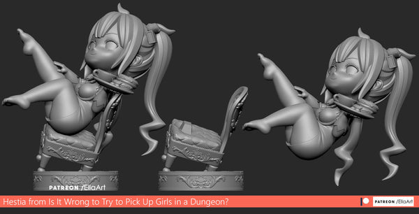 E579 - Anime character design, The Hestia chibi statue, STL 3D model design print download files