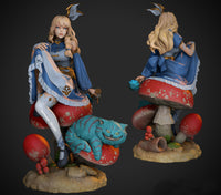 A001 - Cartoon character design, Alice in the Wonderland girl statue, 3D STL model design print download files