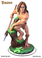 E679 - Cartoon character design, The naked tarzan with spear, STL 3D model design print download files