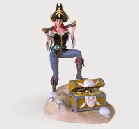 E793 - Legendary character design , The Pirate girl with treasure statue, STL 3D model design print download files