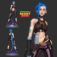 E592 - Games character design, The Jinnnxy Leak of Legend character statue, STL 3D model design print download files