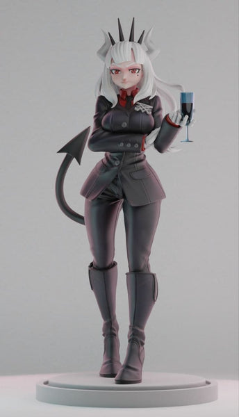 E808 - Waifu character design, The Lucifer girl with wine statue, STL 3D model design print download files