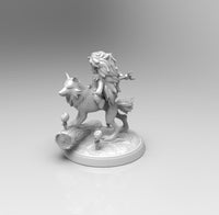 E522 - Cartoon character design, The Princes Momo and the white wolf statue, STL 3D model design print download files