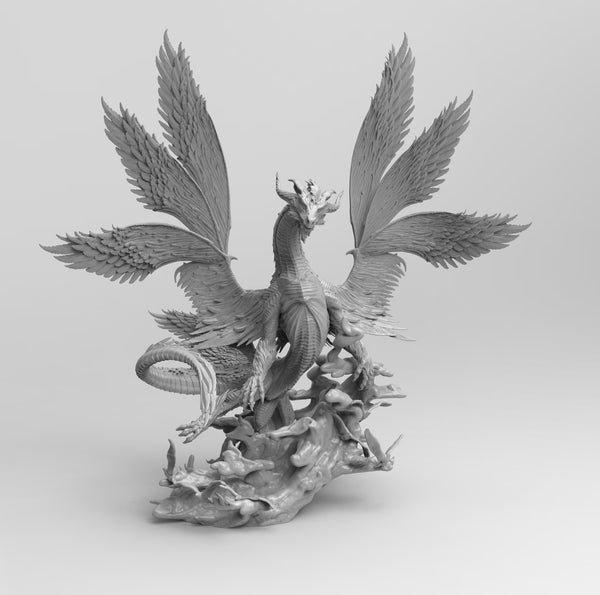 A148 - Mythical creature dragon, Feather Dragon, STL 3D model design print download files