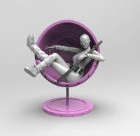 A523 - Comic character design, The Gwen pool with pink chair, STL 3D model design print download files