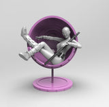 A523 - Comic character design, The Gwen pool with pink chair, STL 3D model design print download files