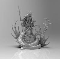 A525 - Character design statue, The Dragon huntress design, STL 3D model design print download files