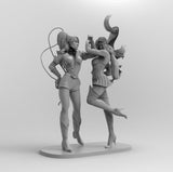 F511 - Vintage Comic style Wonder girl and super girl, STL 3D Model design print download file