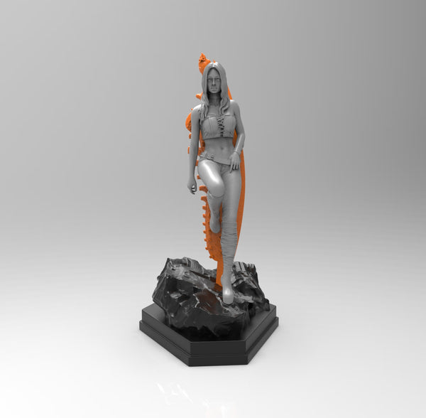 E572 - Waifu character design, The Triss with big blade design statue, STL 3d model design print download files