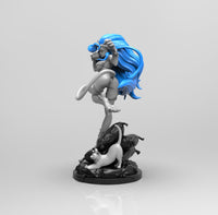 E272 - Games character design, The Felicio Cat with blue hair, STL 3D model design print download files