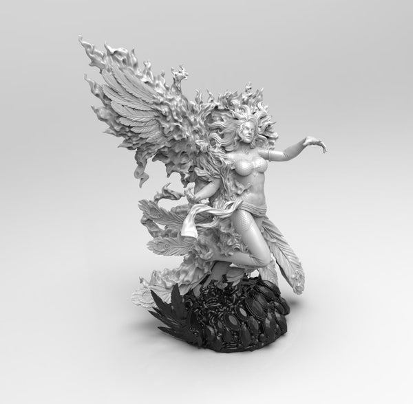 E574 - Comic character design, The Phoenix sculpture and bust statue, STL 3D model design print download files