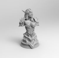 B112 - Elf Huntress Half body Statue Design STL, STL model design print download files