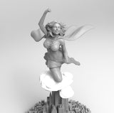 F529 - Super women with building tower design statue, STL 3D model design print download files