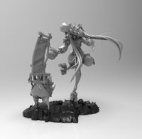 A609 - Anime character design, The mace girl with the boar, STL 3D model design print download files