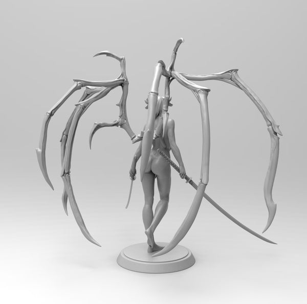 A184 - Legendary creature design, Sexy Succubus with two katana, STL 3D model design print download files