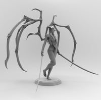 A184 - Legendary creature design, Sexy Succubus with two katana, STL 3D model design print download files