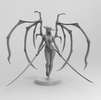 A184 - Legendary creature design, Sexy Succubus with two katana, STL 3D model design print download files