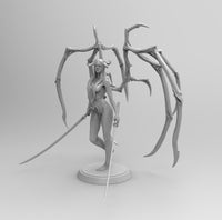 A184 - Legendary creature design, Sexy Succubus with two katana, STL 3D model design print download files