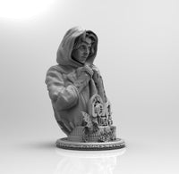 A777 - Comic character bust design, The Silvia with hood bust design, STL 3D model design print download files