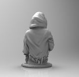 A777 - Comic character bust design, The Silvia with hood bust design, STL 3D model design print download files