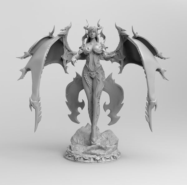 F534 - Demon Girl Character design, The Succubus Statue, STL 3D model design printable download files